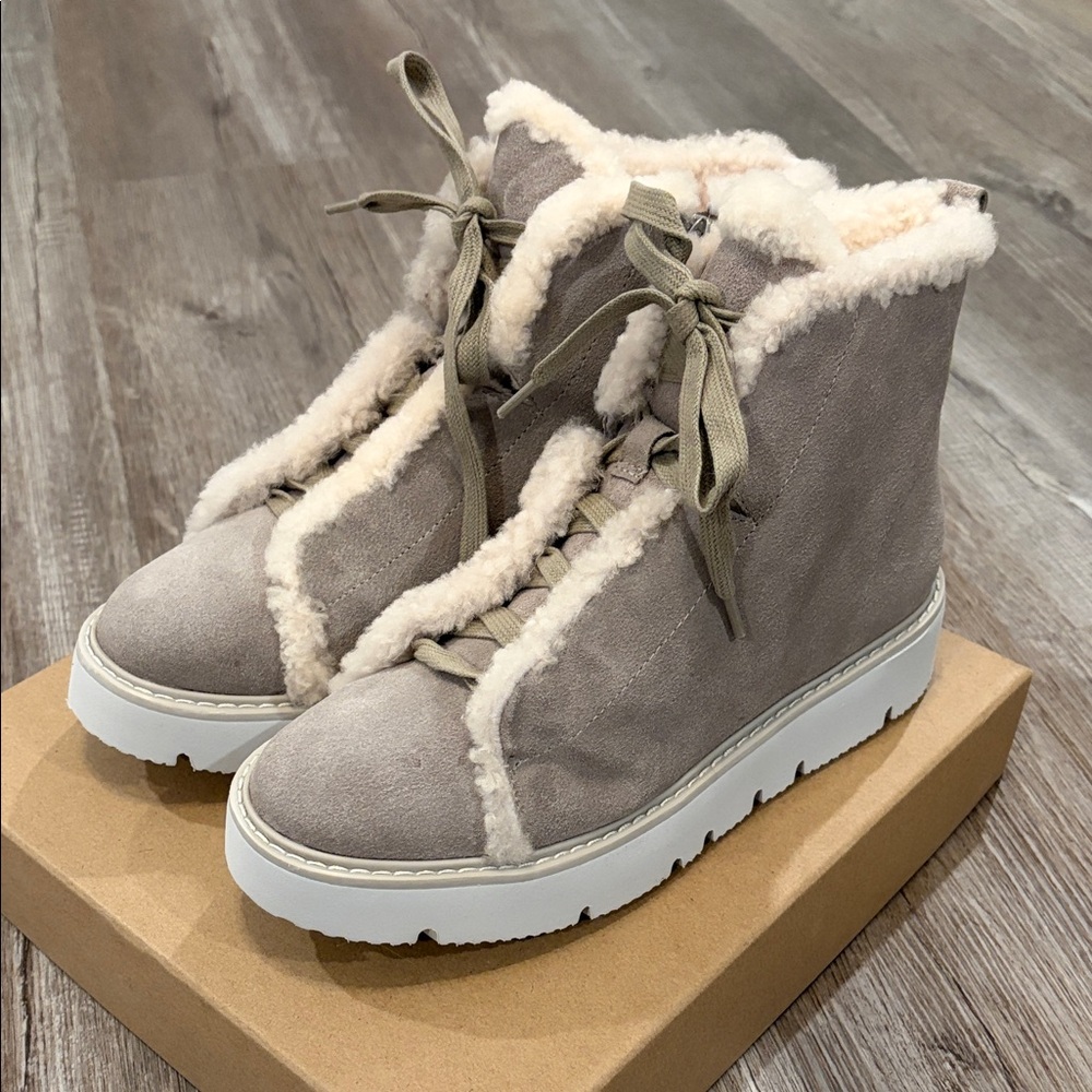 Gentle Souls Taupe Shearling Lined Leather Boots